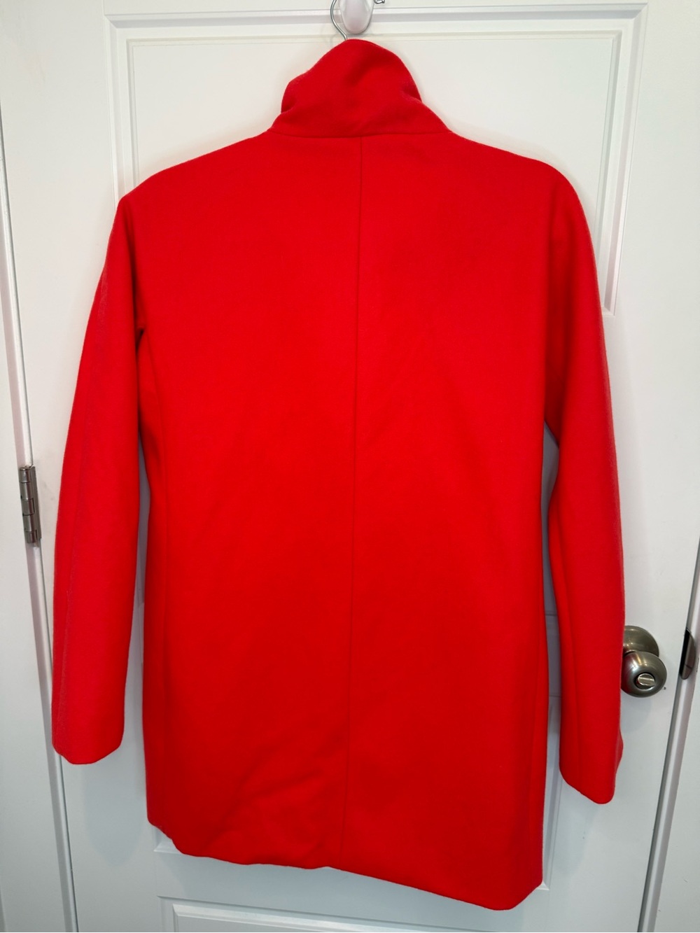 J.CREW Peacoat "City Coat" Cocoon Stadium Jacket Zip Size 00 Bright Orange Wool - Picture 7 of 9